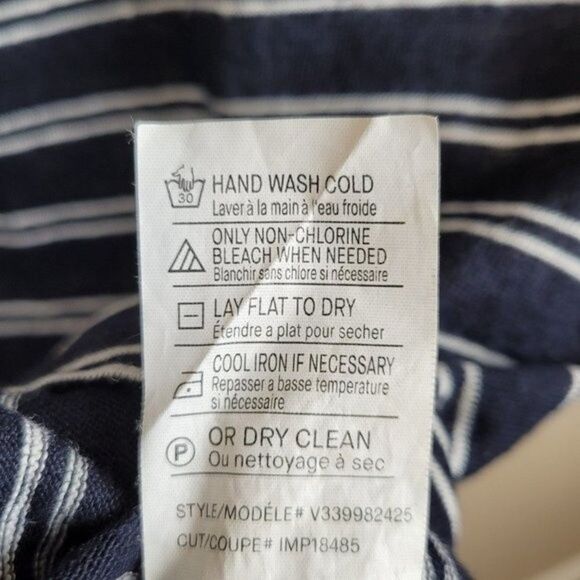 Vince Striped Linen High Low Sleeveless Tank Dress Summer Navy White Size S - Picture 13 of 14